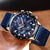 LIGE Brand | Blue Casual Mesh Belt  Gold Watch for Mens