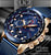 LIGE Brand | Blue Casual Mesh Belt  Gold Watch for Mens