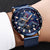 LIGE Brand | Blue Casual Mesh Belt  Gold Watch for Mens