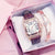 Women Square Diamond Bracelet Watches