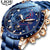 New LIGE Fashion Blue Stainless Steel Mens Watches Top Brand