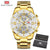 MINI FOCUS Golden Mens Watches Top Brand Luxury Quartz Clock
