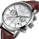 New Mens Watches LIGE Top Brand Leather Chronograph