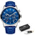 New Mens Watches LIGE Top Brand Leather Chronograph