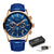 New Mens Watches LIGE Top Brand Leather Chronograph