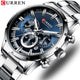 CURREN Top Brand Military Quartz Watches Silver Clock Mens