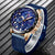 LIGE Brand | Blue Casual Mesh Belt  Gold Watch for Mens